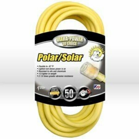 SOUTHWIRE Extension Cord, 10/3 SJEOW Yellow Polar/Solar, 300v 01788